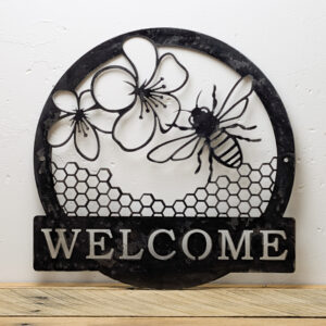 Metal Honey Bee Welcome Sign