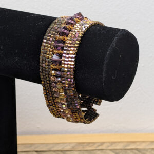Wide Purple and Gold Bead