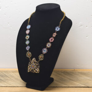 Tri-Pedal Floral Design with multi colored flowers Necklace