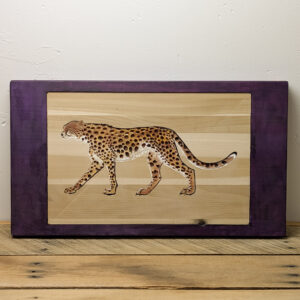 Walking Leopard Painted 3D Carving