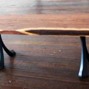 Walnut Bench with Metal Wishbone Legs