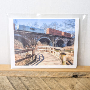 Train bridge over walking path